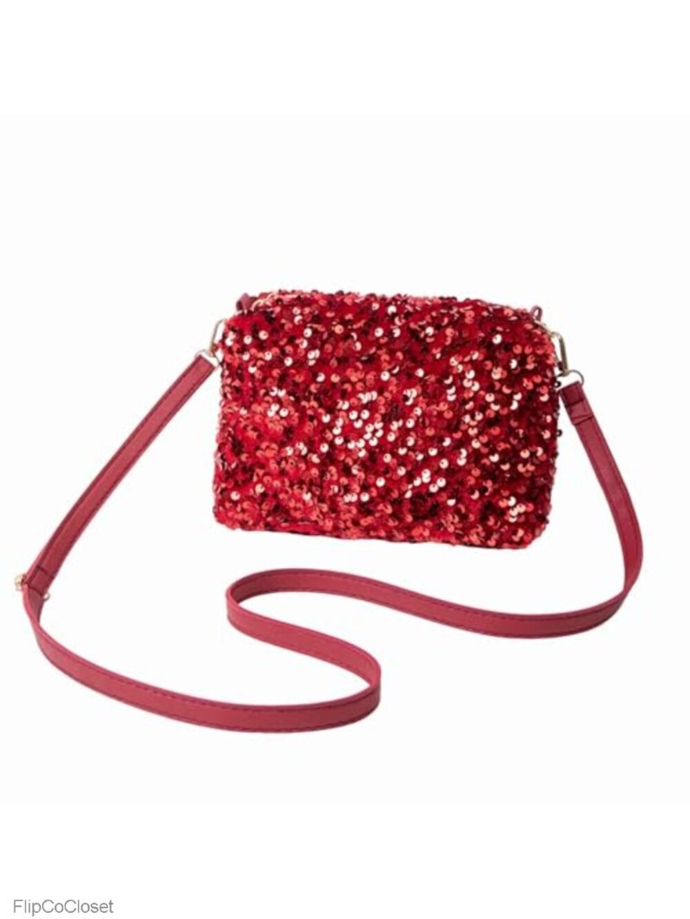 Red Sequin Crossbody Bag for Women Evening Party Purse Adjustable Strap